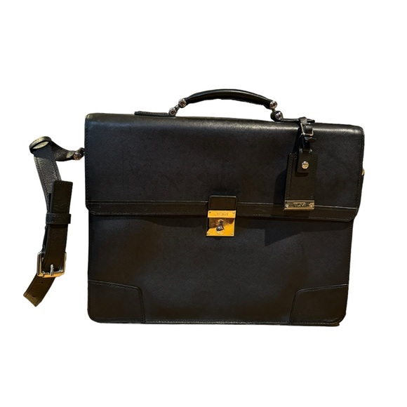 Tumi Mens Leather Strapped Briefcase - Picture 6 of 9